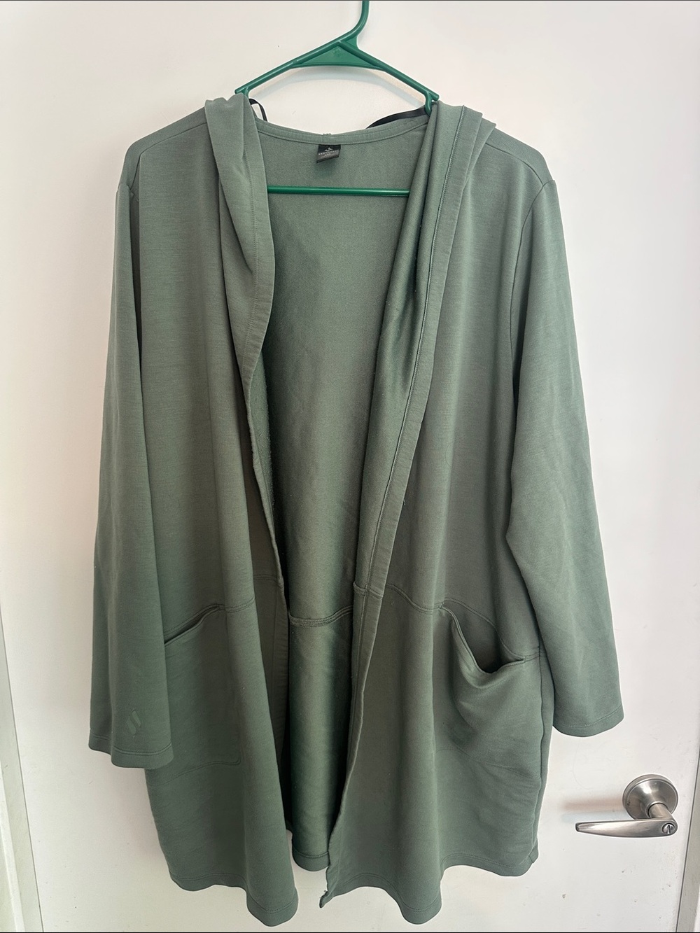 Skechers Olive Green Knit Open-Front Cardigan
